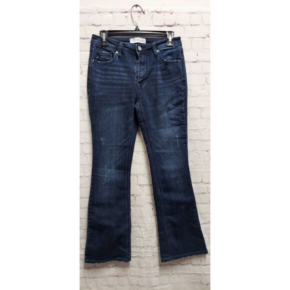Kancan Womens Estilo Logo Jeans Mid Rise Flare Leg Pockets Size 5/26 Zipper - Picture 1 of 9